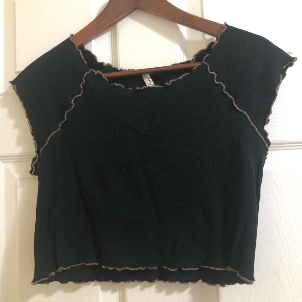 3 for 50$ Free people waffle crop top size med black